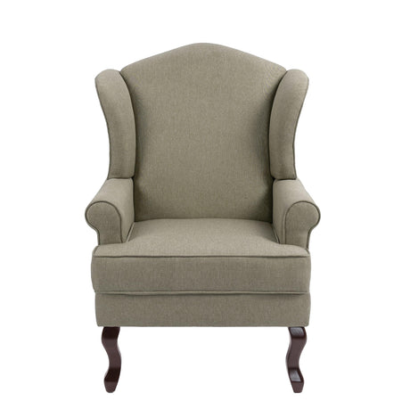 UIXE High Back Accent Chair for Living Room, Comfy Upholstered Arm Chair in Fabric with Retro Solid Wood Legs, Traditional Armchair Single Sofa Reading Seat - Light Camel UIXE