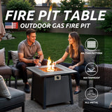 NIGOME Propane Fire Pit Table,Out Door Fire Pits & Fireplaces,Gas Fire Pit with Lid and Lava Rock.Square Black Fire Pit Table on Patio Deck & Garden Backyard. (Raven‌ Black, 28-inch) Nigome
