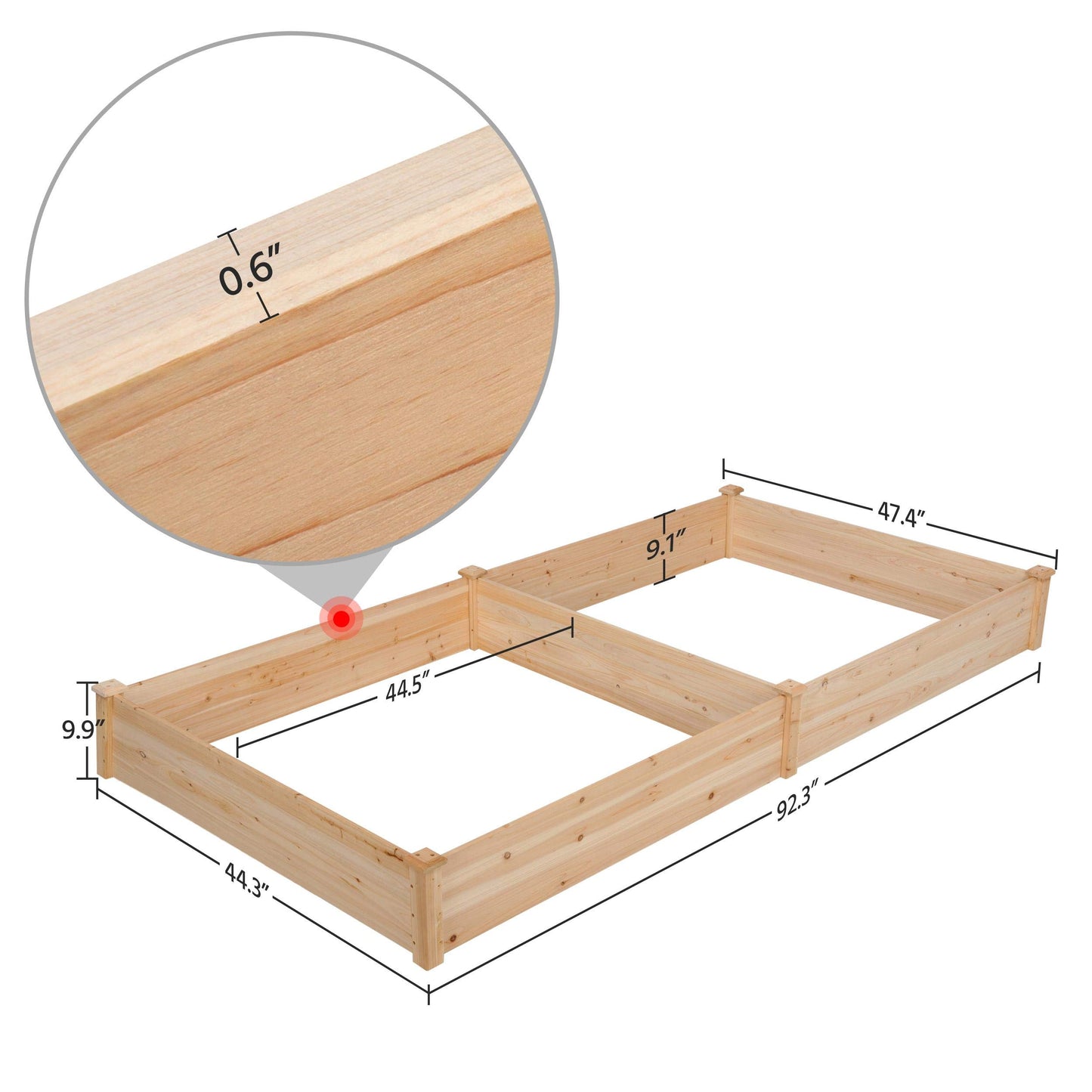 Topeakmart 8×4ft Horticulture Raised Garden Bed 93 x 48 x 10in Wooden Planting Box in Backyard/Patio Outdoor, Natural Wood 1