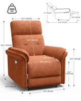 Susalt Power Recliner Chair with Adjustable Backrest Footrest, Ultra-Comfy Velvet Reclining Chair with Overstuffed Arms & Lumbar Support USB Port for Living Room Bedroom, Tool-Less (Brown) Susalt