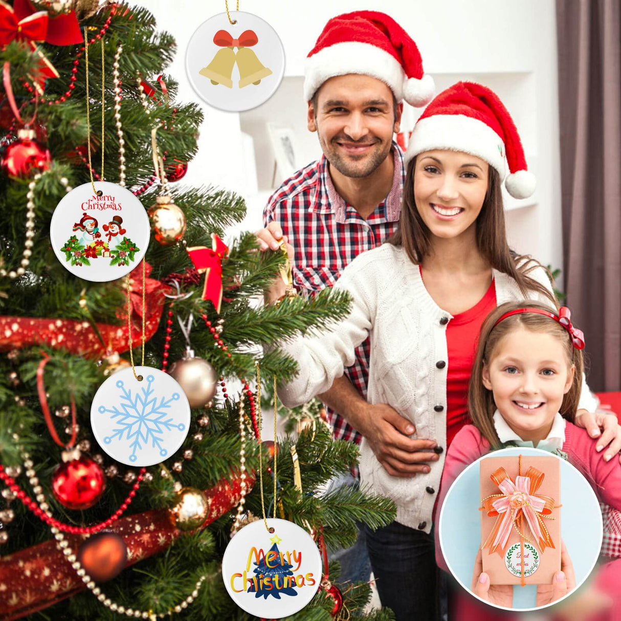 26 Pieces Ceramic Sublimation Ornaments Blanks, 2.87 Inches Ceramic Ornaments for Sublimation Christmas Ornaments Blanks Discs Ceramic Ornaments to Paint Billbotk