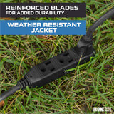 Iron Forge Cable 3 Outlet Power Strip Outdoor Extension Cord 15 ft, 16/3 Weatherproof Heavy Duty Black Extension Cord with Multiple Outlets 3 Prong IRON FORGE CABLE