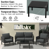 CATMIX Outdoor Patio Furniture, Aluminum Patio Furniture Conversation Set Metal Cushions Couch Outdoor Sectional Balcony Sofa Balcony Outside Chairs Porch CATMIX