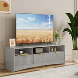 Amada TV Stand for 50-65" TV, Fluted Modern TV Stand Entertainment Center with Drawers and Open Shelf, Waveform Panel, Sleek Curved Profile Media TV Console Table for Living Room, Bedroom, Grey AMADA HOMEFURNISHING