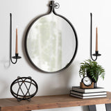 Remenna Metal Wall Candle Sconce Holder Set of 2 Wall Mount Candle Holders Modern Wall Candle Sconces Hanging for Living Room Farmhouse Fireplace Wedding 16.5"×5"×3" (Black) Remenna