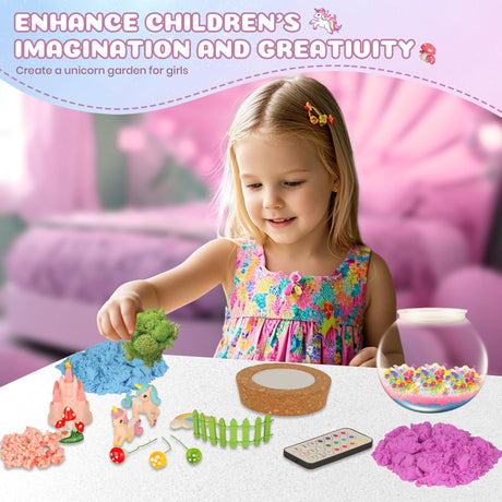 Nicella Unicorn Light-Up Terrarium Kit for Kids - LED Night Light Birthday Gift for Girls Ages 4 5 6 7 8-12 Year Old - Unicorn Toys for Girls - DIY Arts and Crafts Kit for Kids - Best Presents Nicella