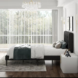 CXVX Twin Size Platform Bed Frame with Upholstered Headboard, Button Tufted Design, Strong Wooden Slats, No Box Spring Needed, Easy Assembly, Noise Free CXVX