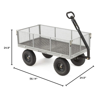 Gorilla Carts Steel Utility Cart, Tow Behind Yard and Garden Wagon, 1,000 Lb