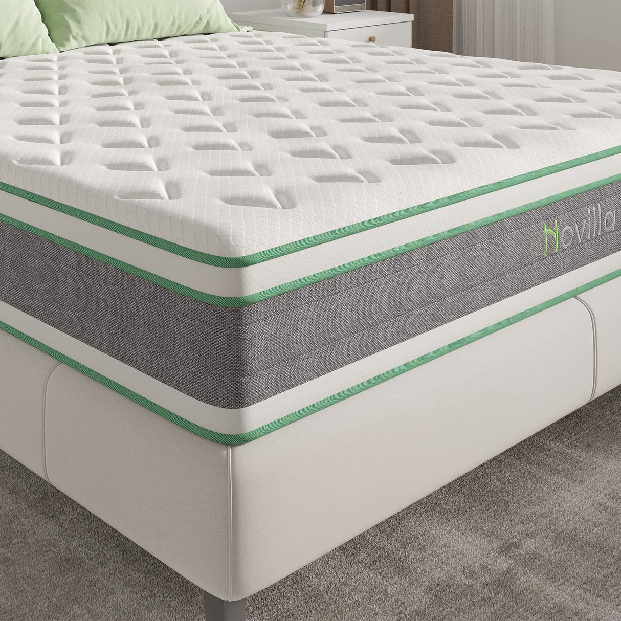 Novilla King Size Mattress, 10 Inch Hybrid Mattress in a Box, Individually Wrapped Pocket Coils Innerspring Mattresses for Motion Isolation, Pillow Top Mattresses with Medium Firm Feel, Groove Novilla