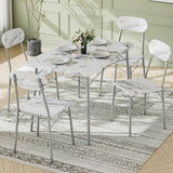 VECELO Dining Table Set for 4, 5-Piece Kitchen Table with 4 Chairs, MDF Board Tabletop with Metal Frame for Small Space, Compact Dinette, Breakfast Nook, White VECELO