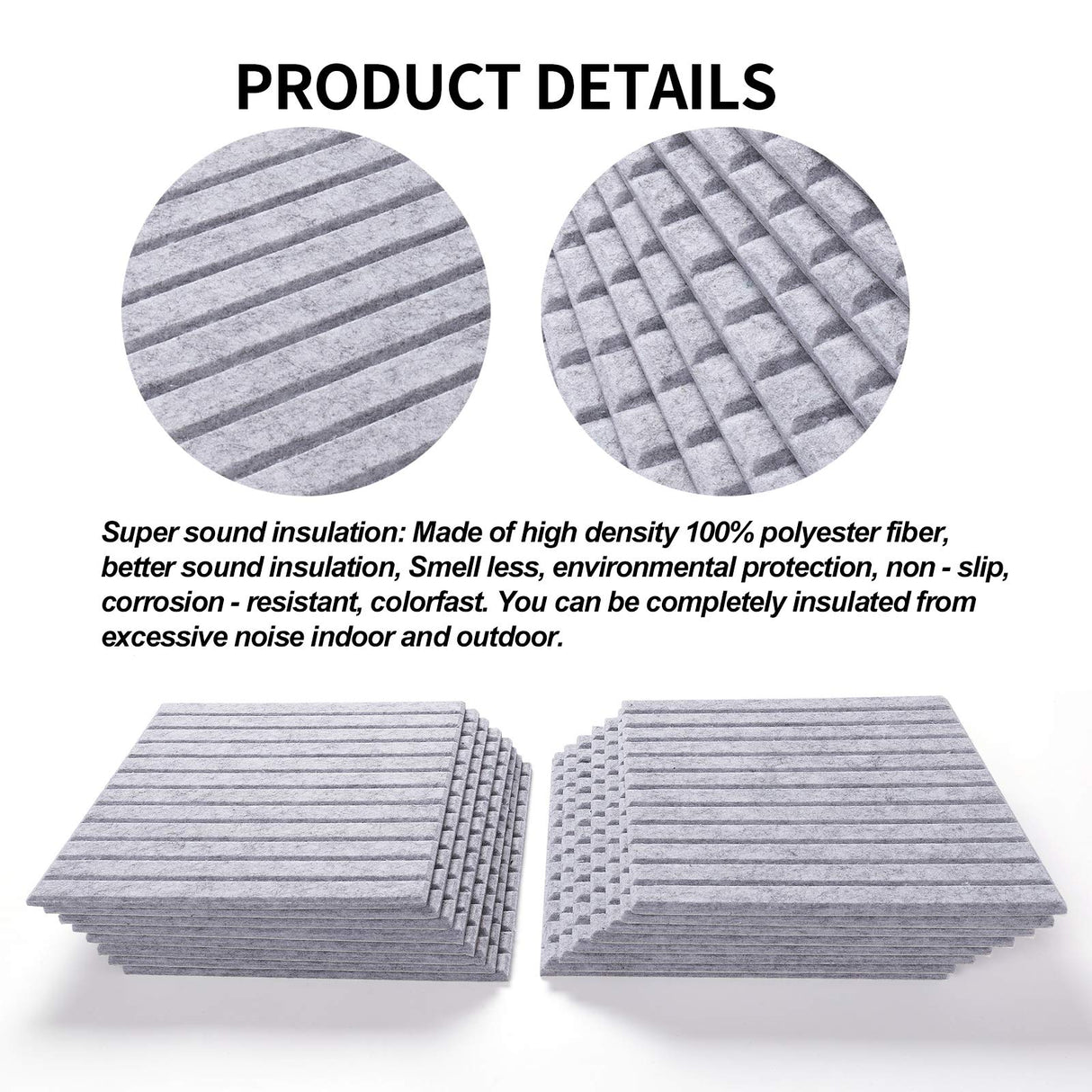 16 Pcs Pro Grade Soundproof Wall Panels,Acoustic Panels,Premium Sound Panels,Better Than Foam,Wedge Design,with Adhesive on Back,for Acoustical Treatments/Professional Studio,12×12×0.4 in(Light Grey) HIJIRH