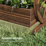 Outsunny 3-Tier Raised Garden Bed, Wooden Wagon Planter Boxes with Drainage Holes, for Vegetables Flowers Herbs, 25" x 24" x 23" Outsunny