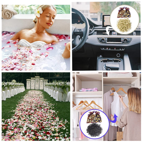 40 Bags Natural Dried Flowers Kit, Natural Dried Herbs with 2 Mesh Drawstring Bag for Soap,Candle,Resin Jewelry Making,Bath,Nail - Rose Petals,Rosebuds,Lilium,Jasmine,Don't Forget Me and More SACATR