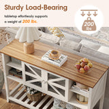 Maupvit Entryway Table with 2 Doors, Farmhouse Sofa Table with Adjustable Storage Shelf,Console Table for Entryway, Hallway,Living Room,White Behind Couch Table Maupvit
