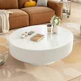 Merax Modern Round Coffee Table with Sturdy Base, Wood Sofa Center Tables for Living Room, Reception Room, Easy Assemble, White Merax