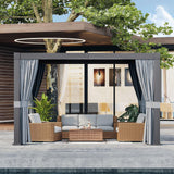 Aoxun Louvered Pergola 10' x 12' Outdoor Aluminum Pergola with Adjustable Top for Decks, Gardens and Backyards, Gray Aoxun