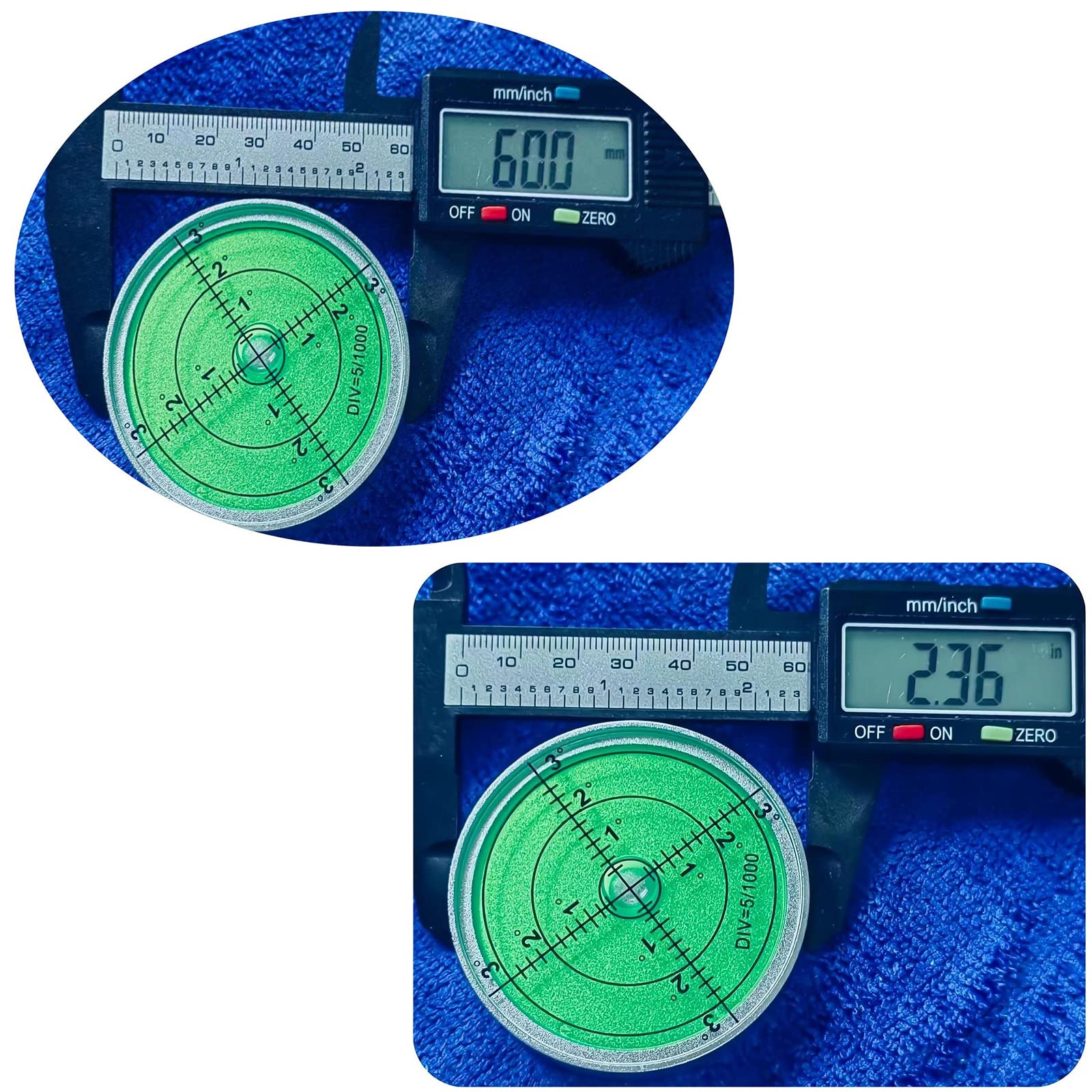 Circular Bubble Levels 2.4 Inch 60mm Accuracy 15'/2 Round High Precision Aluminium Bullseye RV leveling Bubble Levels For Motorhome, Camping, Trailer, Construction, CNC machine(Circular-6012s - WoodArtSupply