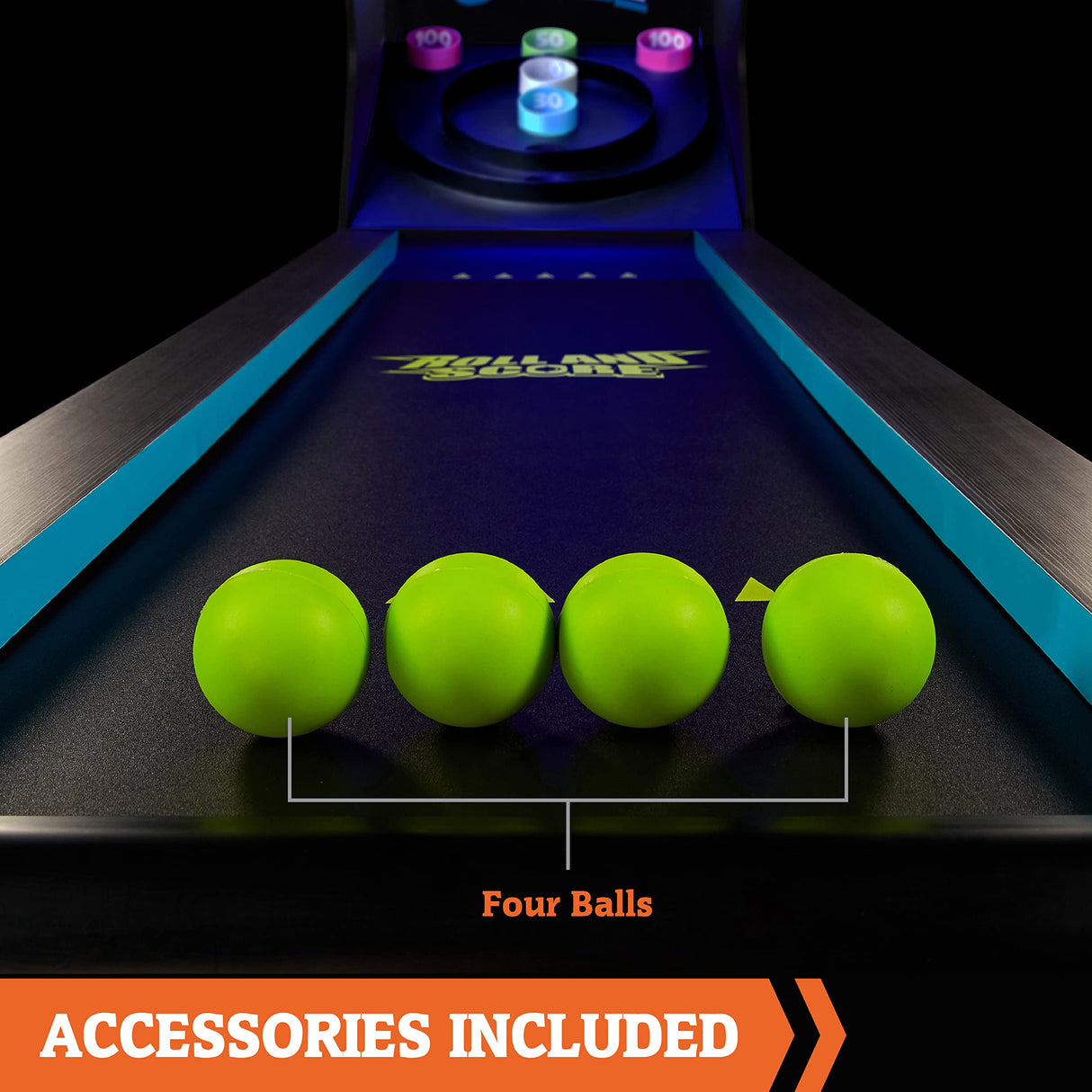 Hall of Games 108" Roll and Score with LED Lights and Electronic Scorer, Black/Blue, 9 Foot Hall of Games