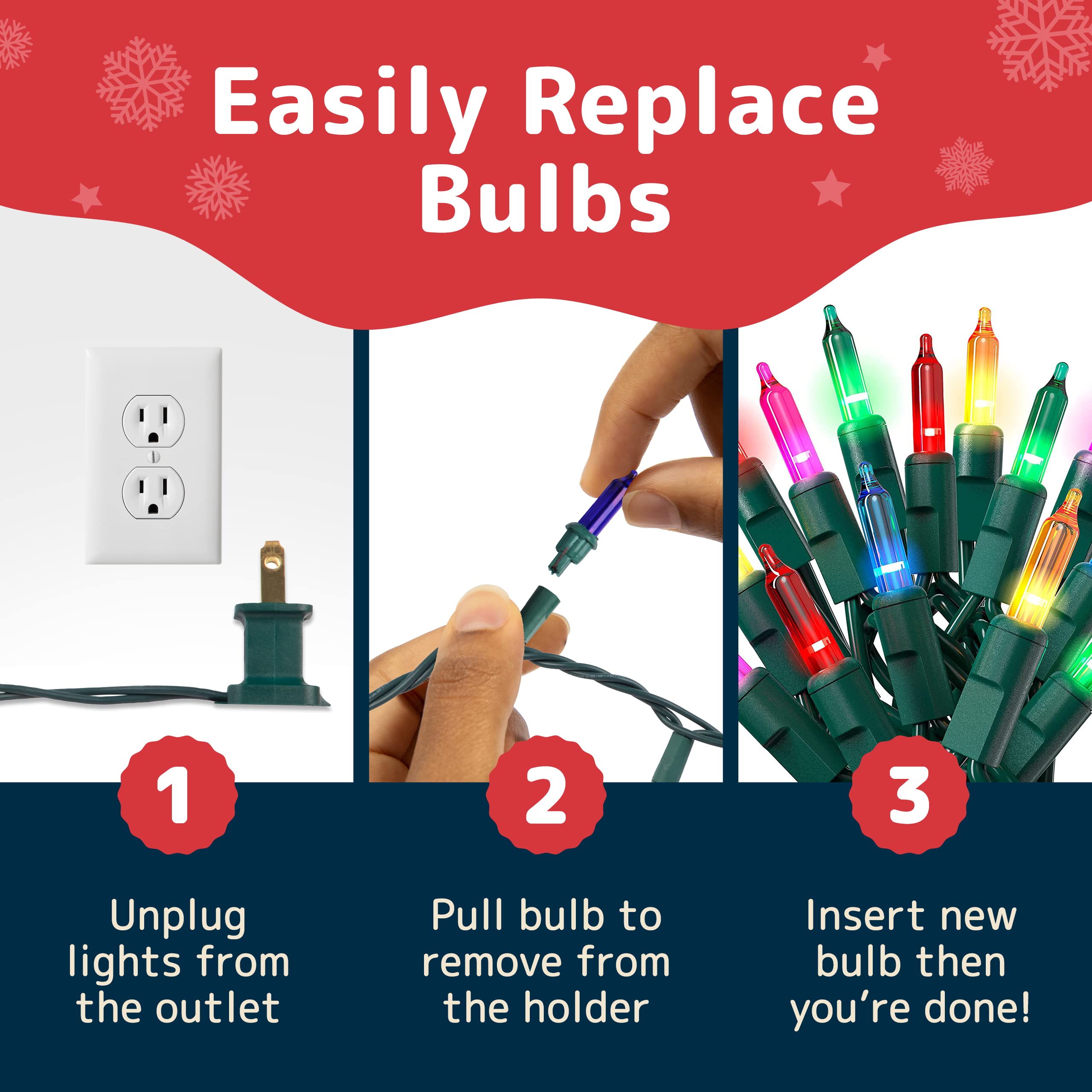 PREXTEX Christmas Lights with Green Wire - Thumbnail 3