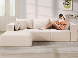 DWVO 108" Modular Sectional Couch with L-Shape Chaise, Modern Cloud Sectional Sofa with Deep Seat, Upholstered Couches for Living Room Bedroom, No Assembly Required, Beige DWVO