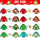32 Sets Christmas DIY Art Craft Kits Christmas Ugly Sweaters Ornaments Art Sets Christmas Winter Stickers Arts and Crafts Bulk for Kids Snow Holiday Xmas Theme Classroom Activities Party Decorations Qyeahkj