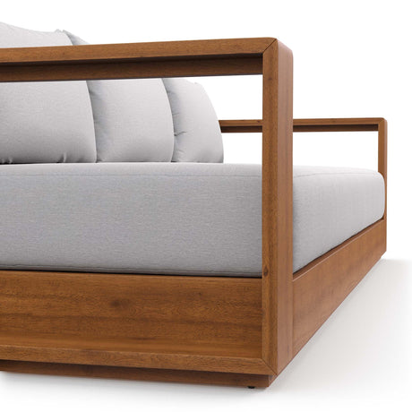 Modway Tahoe Acacia Wood Outdoor Patio Sofa in Natural Light Gray with Weather-Resistant Cushions - Ideal as a Porch Couch or Sunroom Sofa Modway