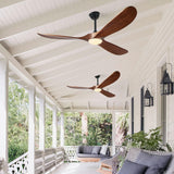 Haipeel 52 Inch Outdoor Ceiling Fans with Lights, Dimmable Solid Wood Ceiling Fan with Light and Remote Control Modern 3 Blades Propeller Ceiling Fans DC Motor for Patios Indoor Bedroom, Dark Walnut Haipeel