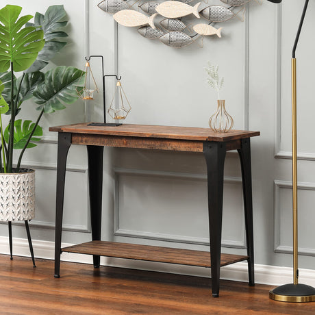 Luxenhome Console Tables for Living Room, 30'' Rustic Entryway Table, Brown/Black Wood Sofa Table Living Room Furniture, Farmhouse Entry Table Living Room, Hallway Table for Entryway LuxenHöme