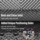 HTWELL 24 Pack 16"x 16"Interlocking Garage Floor Tiles,Modular Drainage Floor Mat,Non-Slip Splicing Interlocking Drainage Mats Floor Tile for Garage Car Wash Basement,etc(Black) HTWELL