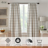 Elrene Home Fashions Brighton Windowpane Plaid Blackout Window Curtain, Living Room and Bedroom Drape with Rod Pocket Tabs, 52" x 95", 1 Panel, Black Elrene