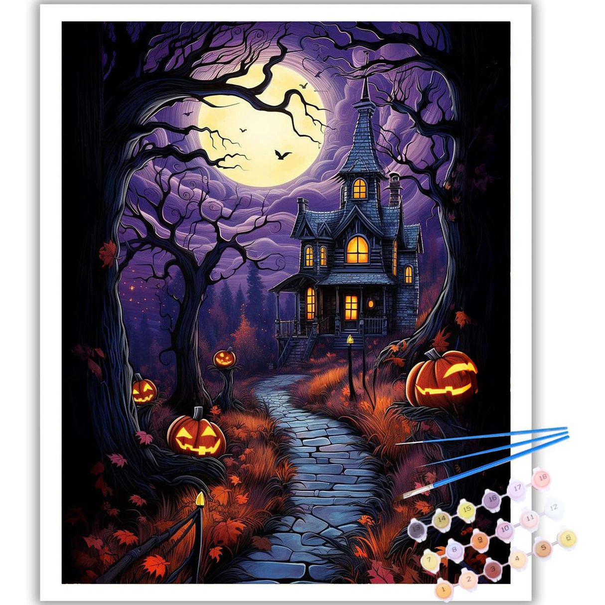 Arttoplus Halloween Paint by Numbers Kit for Adults Beginner-Castle Adult Paint by Number Kits on Canvas, DIY Acrylic Oil Painting by Numbers for Adults for Gift Home Wall Decor(16x20inch) Arttoplus