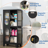 GAIOUS Black Kitchen Pantry Cabinet, Pantry Storage Cabinet with Acrylic Glass Doors and Adjustable Shelves, Metal Storage Cabinet for Kitchen, GAIOUS