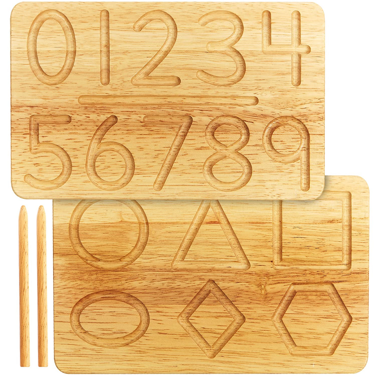 Montessori & Me Wood Number Tracing Board - Montessori Wooden Numbers and Shapes Complements Wooden Letter Tracing Board - Large Wooden Print Numbers for Toddler to Preschool Montessori & Me
