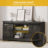 DWVO TV Stand for TVs up to 65 Inch, Farmhouse Entertainment Center with Storage Cabinets and Sliding Barn Doors, Rustic Media TV Console Table for Living Room, Dark Rustic Oak DWVO