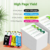 GREENSKY 910XL Ink Cartridges Replacement for HP 910xl Ink Cartridges Combo Pack with HP OfficeJet Pro 8025e 8015e 8022e 8028e 8035e 8025 8035 8020 8022 Printer (Black, Cyan, Magenta, Yellow) GREENSKY