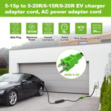 EVMaster 12AWG 15 Amp Household AC Plug to 20 Amp T Blade Adapter Cable, Nema 5-15P to 5-20R/6-15R/6-20R EV Charger Adapter Cord AC Power Adapter Cable, 4 in 1 AC Adapter, 2 Feet EVMaster