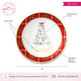Kate Aspen 13" Disposable Holiday Placemats/Chargers, 24-Pack – Spillproof & Durable Merry & Bright Christmas Tree Design & Festive Red & Green Plaid Border Kate Aspen