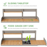Outdoor Wooden Potting Bench Table with Sink, Garden Table Work Bench with Storage, Workstation for Outside Patio Lawn Mederla