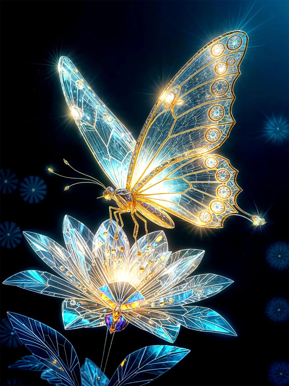 Diamond Art Kits for Adults, 5D Light and Butterfly DIY Diamond Painting Crafts for Home Wall Decor, Ideal Gifts for Art Lovers 12×16inch ILYUFO