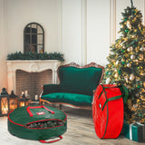 Christmas Wreath Storage Bag, 2 Pack 24" Xmas Wreath Storage Container, Garland Holiday Artificial Wreath Storage Holder with Heavy Duty Handles Dream Loom