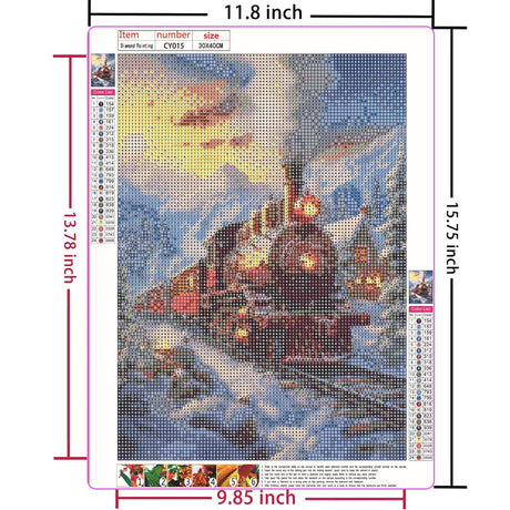Amz Camel DIY 5D Diamond Art Kits (12 * 16 Inch), Painting, Art for Snow Train, Embroidery Full Drill for Landscape, Diamond Art Kits Rhinestone Craft for Home Wall Decor Amz Camel