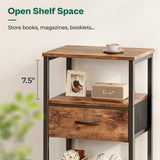 Huuger Rustic Brown Nightstand Set with Fabric Drawer and Mesh Shelf - Versatile Side Tables for Any Room Huuger