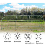 Large Metal Chicken Coop Walk-in Poultry Cage Hen Run House Habitat Spire Shaped Cage with Waterproof and Anti-Ultraviolet Cover for Outdoor Backyard Farm Use (19.68’ L×9.84’ W) Polar Aurora
