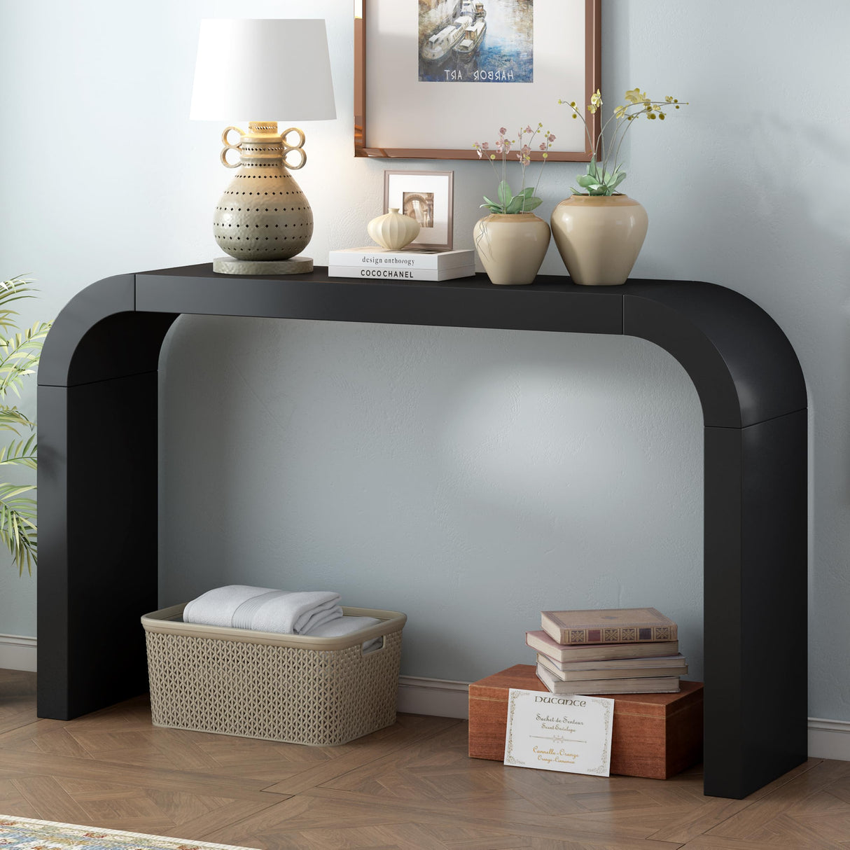 Modern Minimalist Console Table,Elegant and Versatile Design,Perfect for Living Room, Hallway, and Bedroom,Sturdy and Stable Frame,Black JIJIWANG