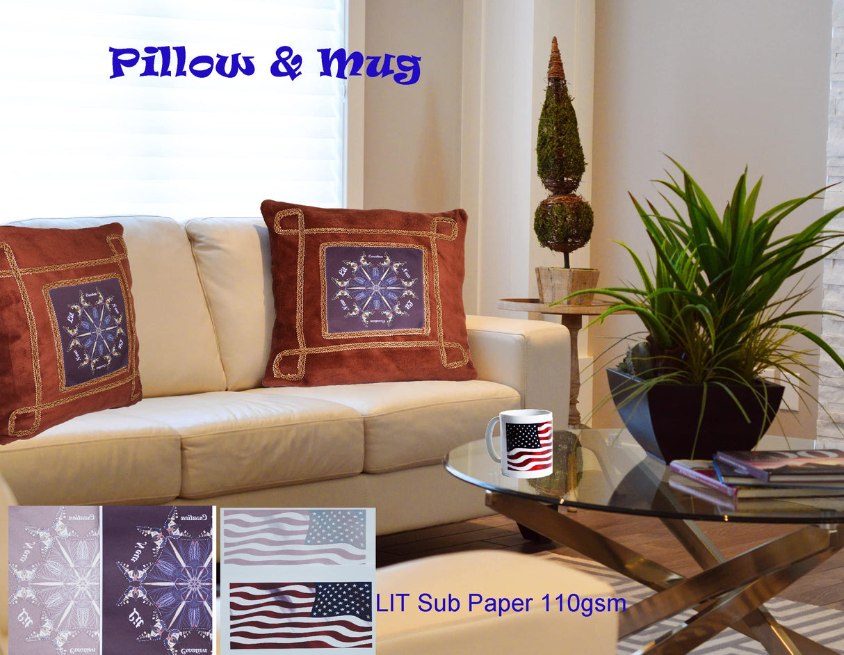 LIT Sublimation Paper A4 210x297mm, 100 Sheets 110gsm Heat Press Transfer Paper - For Any Epson Sawgrass Ricoh HP Inkjet Sublimation Printers With Sublimation Ink For Sub Blanks T shirts Mugs LIT PAPER