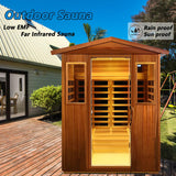 Kanlanth Outdoor Sauna 4 Person Low EMF Far Infrared Sauna for Home, 2,050watt, Mahogany Wooden, for Indoor and Outdoor Home Sauna with Bluetooth, LCD, LED Kanlanth