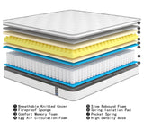 Madevos Queen Mattress, 14 Inch Hybrid Mattress in a Box, Memory Foam and Individual Pocket Springs, Fiberglass Free, Soft and Breathable, Medium Firm Feel Madevos