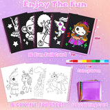 LICSOR Foil Art & Crafts Activity for Kids, Fun Craft for Girls Ages 4-6-8-12, Unicorn Princess 2-in-1 DIY Creative Travel Toys Art Supplies, Birthday Gift Party Favor for Kid 4 5 7 9 10 11 Year Old LICSOR