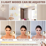 IRONCK Vanity Desk with Mirror and Lights, Small Makeup Vanity Table with 5 Drawers, Power Outlet, and Vanity Stool, 3 Lighting Colors, Dressing Table for Women Girls Bedroom, White IRONCK