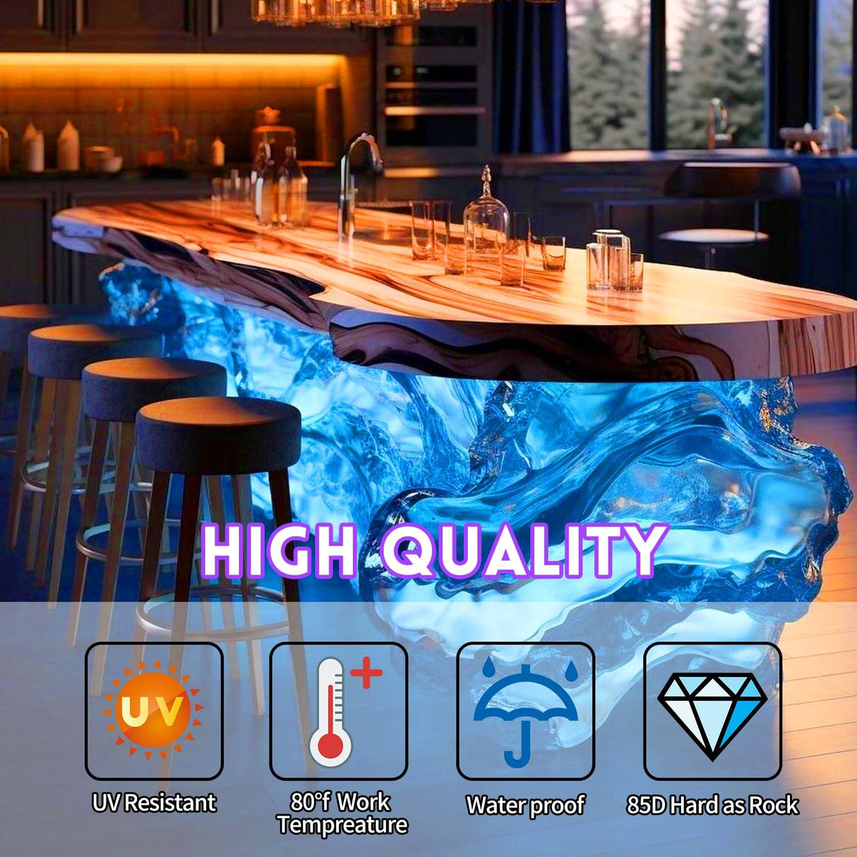 Deep Pour Epoxy Resin - 1.5 Gallon Crystal Clear Resin Epoxy Kit for 2-4" Pour Depths: Not Yellowing and No Bubble Self Leveling, for River Tables, Flower Preservation, and Mold Crafts Mix 2:1 Ratio Bonastella